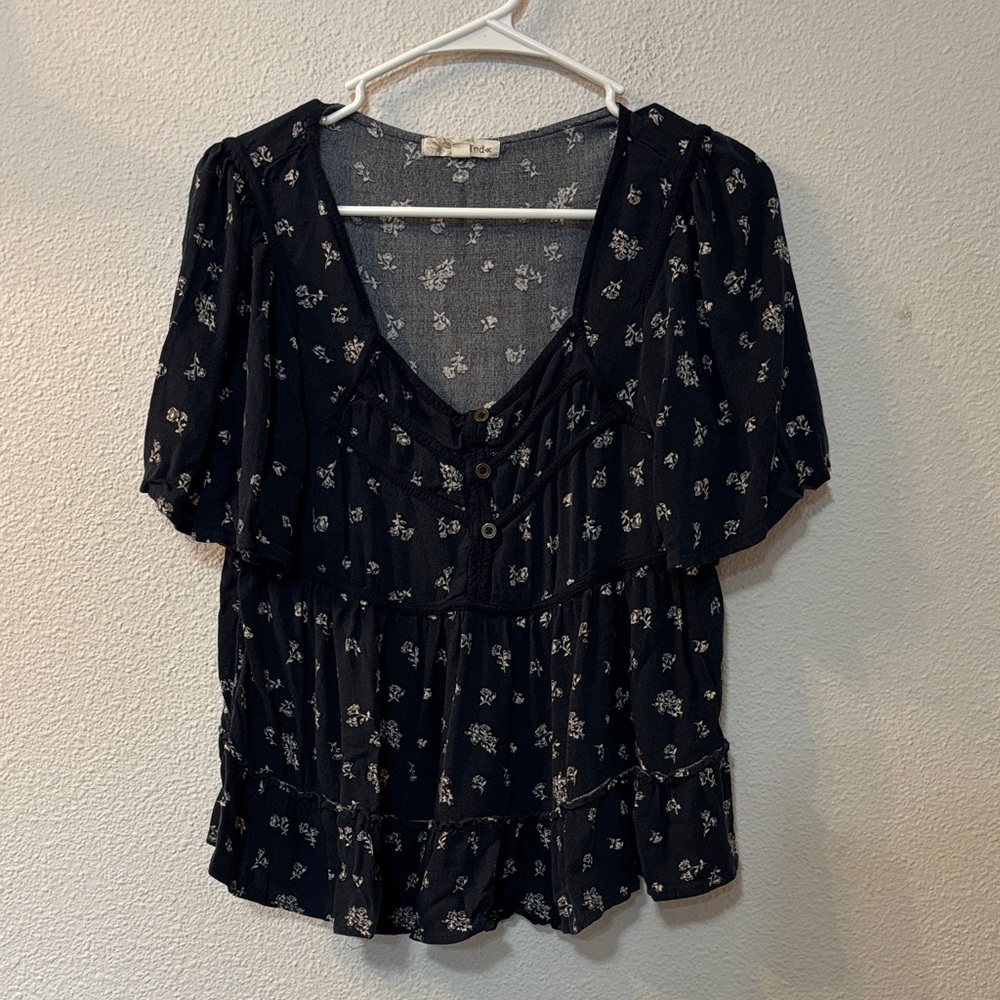 Rewind Blue Floral Blouse